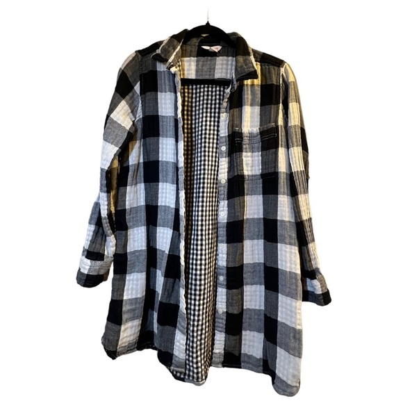 𝅺😎 Joe Fresh Black and White Plaid Long Sleeved Shirt Sz L - Picture 2 of 10